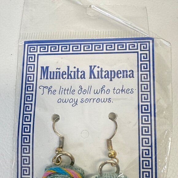 Guatemalan Worry Doll Earrings New Handmade Mexico Los Cinco‎ Soles - Picture 2 of 8